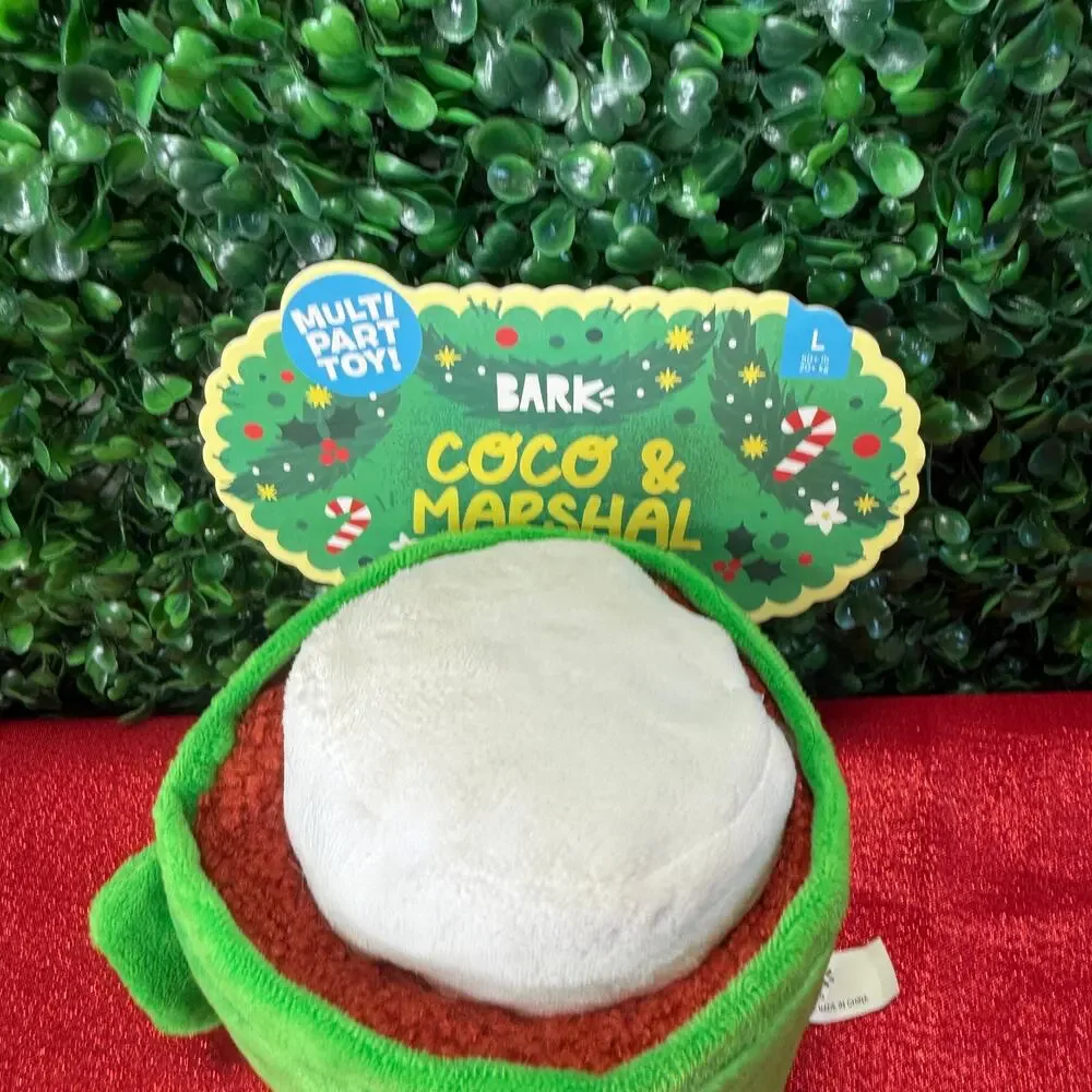 BARK Coco & Marshal 2-in-1 Plush Dog Toy - Treat Trap Squeaky Marshmallow NWT